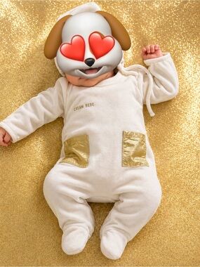 bebe Cream Infant Hooded Jumpsuit with Gold Snap size 0-3 months Newborn